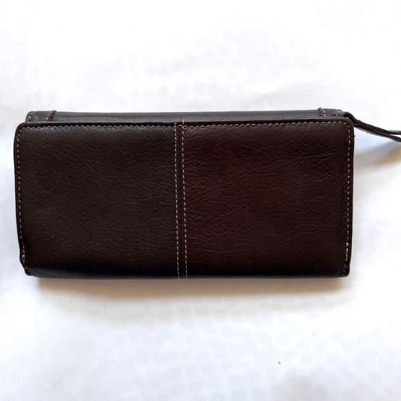 Kenneth Cole Reaction Wallet Tri Fold Brown 14 Card Slots DL Bills Zip Coin Comp - Picture 4 of 6